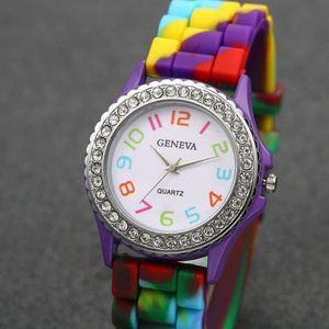 Women's Rainbow Quartz Watch Rhinestone Colorful C
